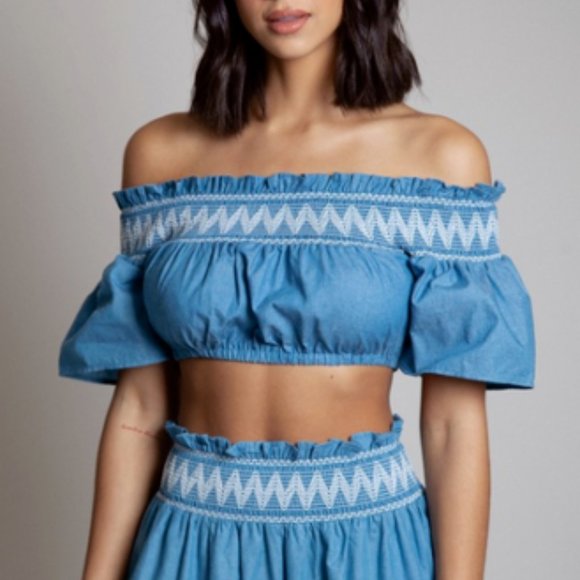 Mia Denim Chambray 2-Piece Pant Set USA - Picture 2 of 5